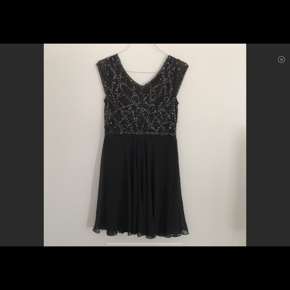 NWT Jkara V Neck Sequin Bodice Cap sleeve Dress - Picture 4 of 8